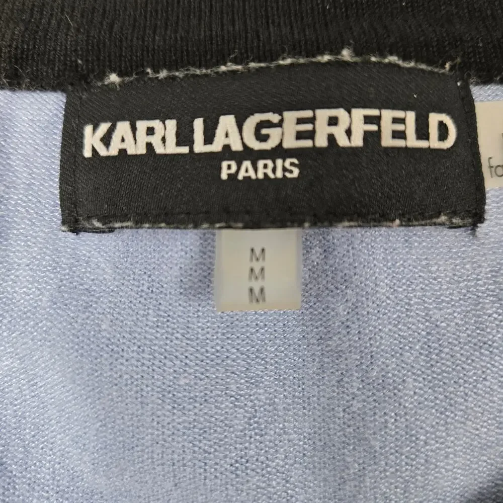 Karl Lagerfeld Paris Lightweight Silky Stripe Sweater Bows on Cuffs size Medium